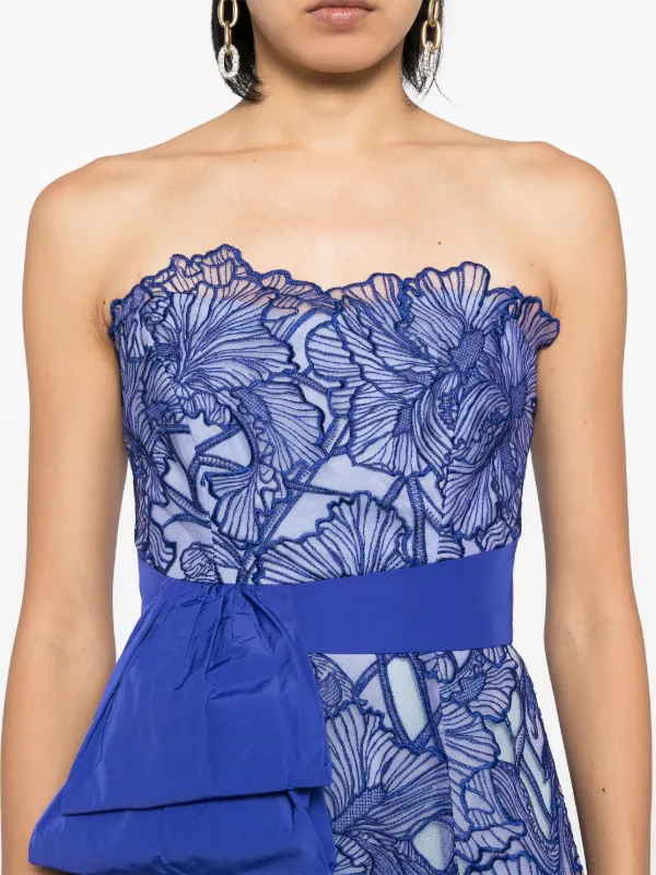 Marchesa Notte Iris Midi Dress Blue FARFETCH CA