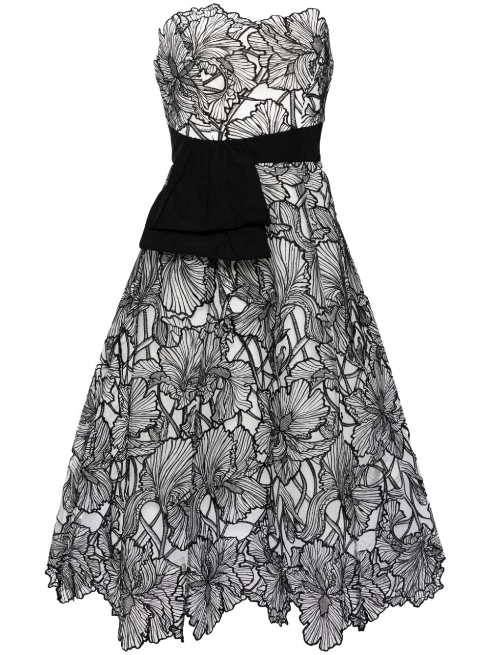 Shop Marchesa Notte Iris Midi Dress In Black