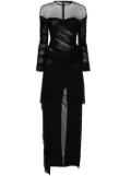 Mugler draped mesh jumpsuit - Black