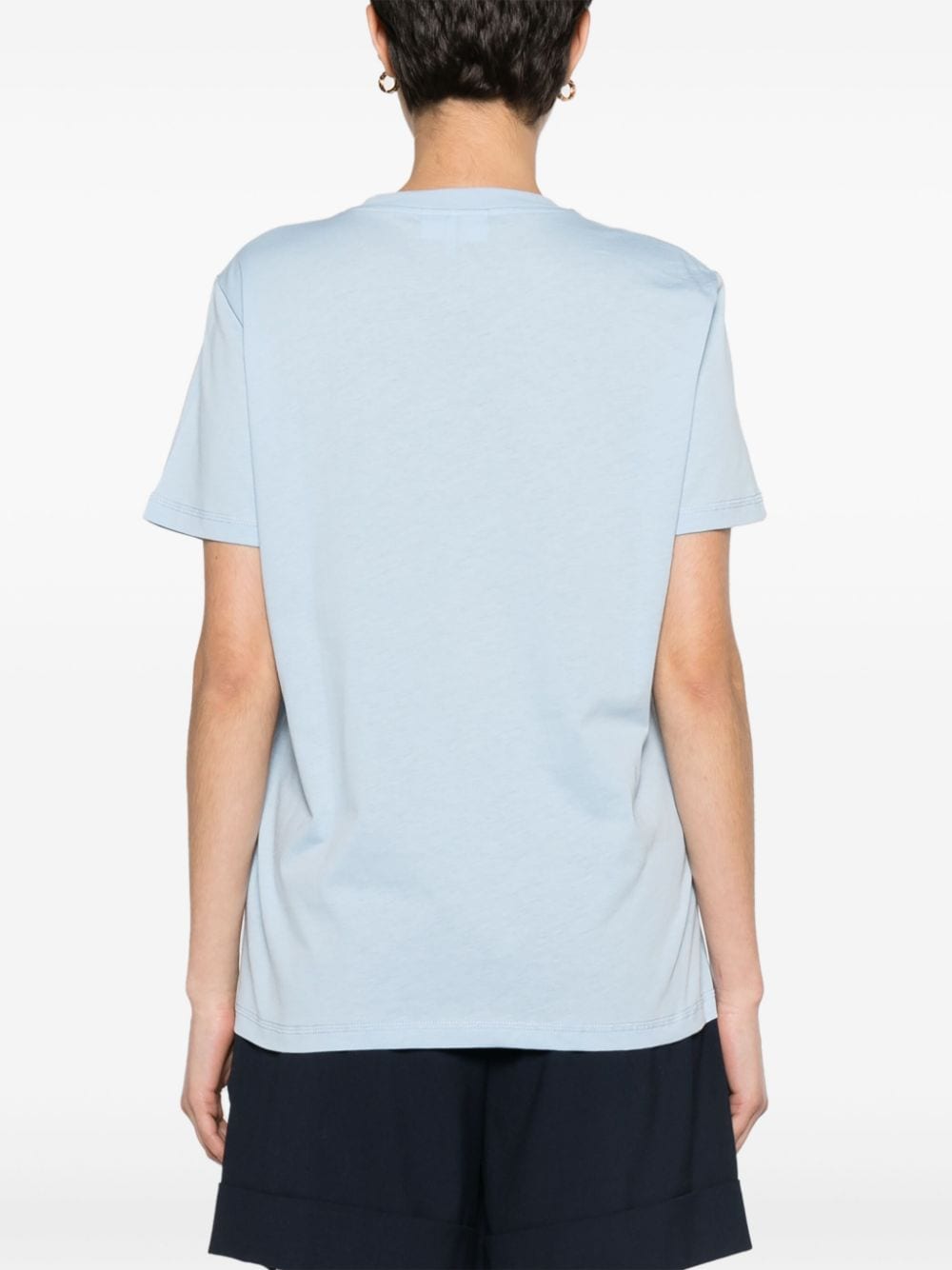 Shop Ganni Logo-print Organic-cotton T-shirt In Blue