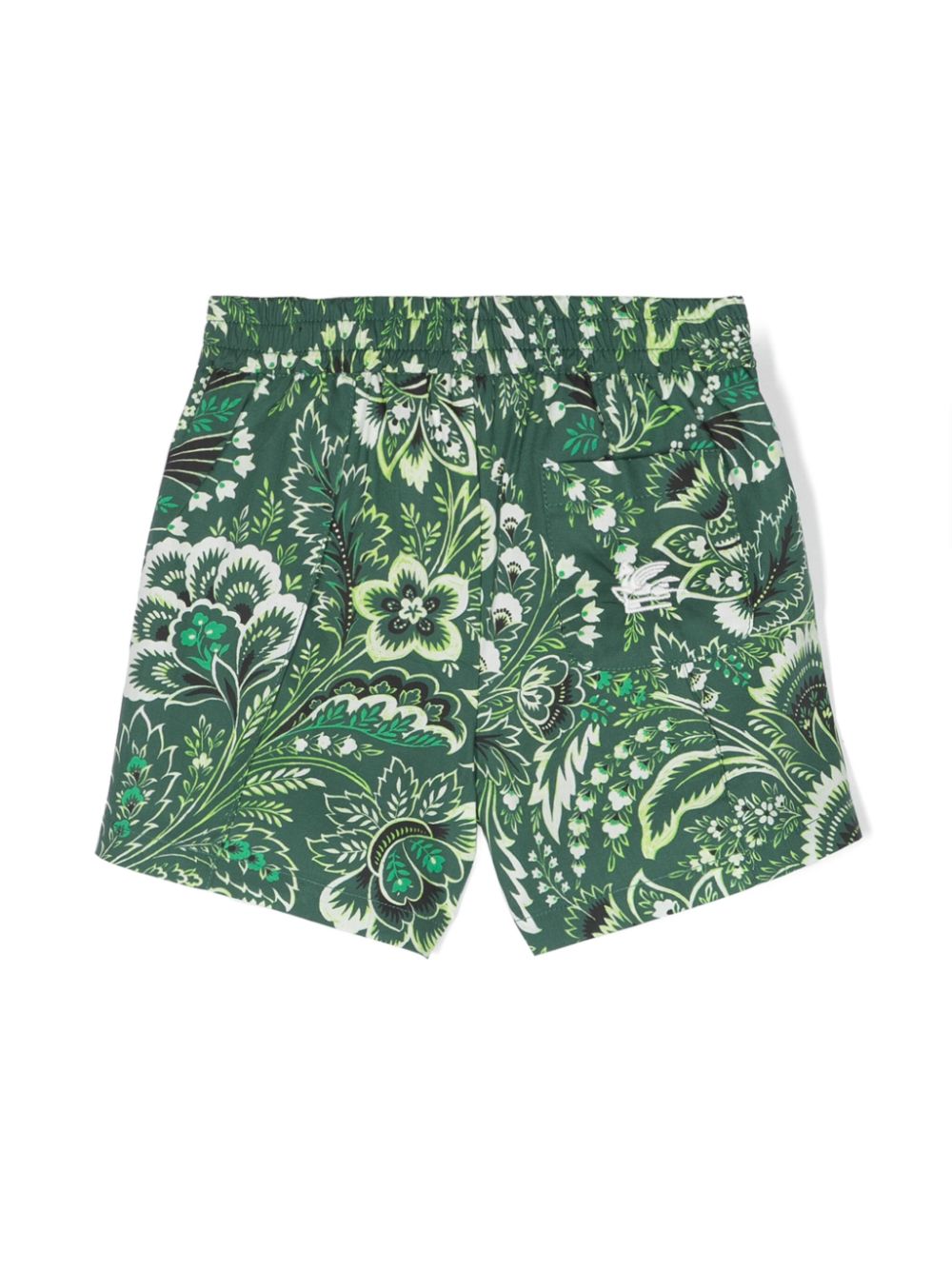 Shop Etro Floral-print Cotton Shorts In Green