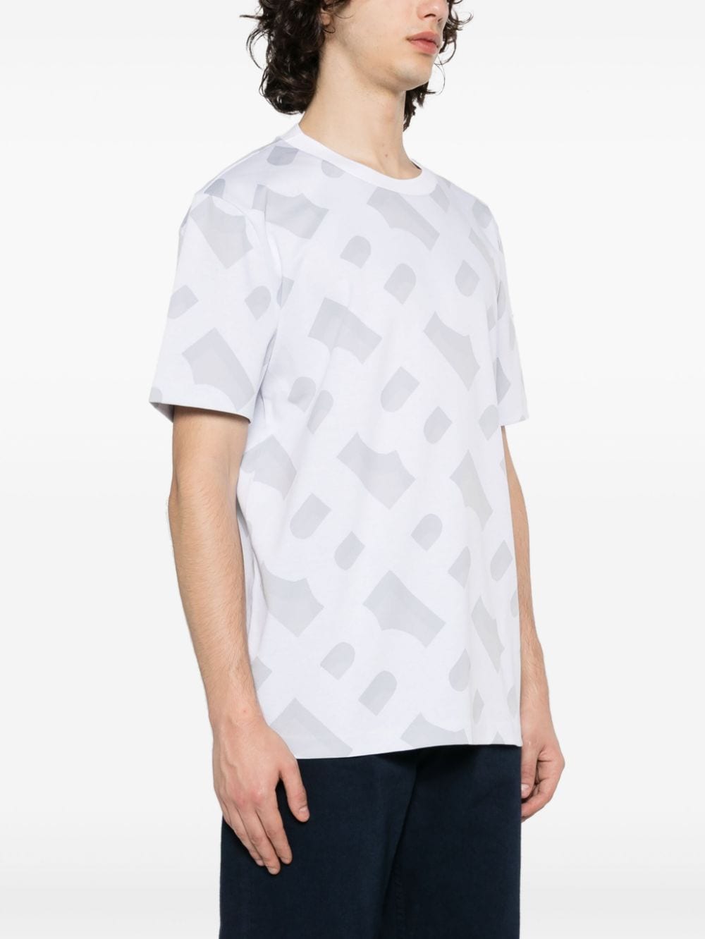 Shop Hugo Boss Monogram-print Cotton T-shirt In White