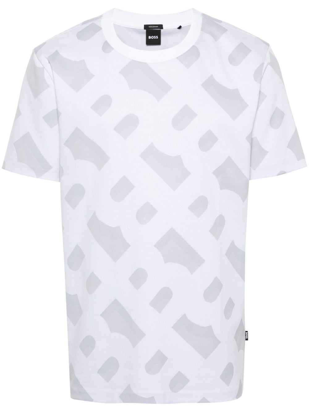 BOSS Katoenen T-shirt met monogramprint Wit