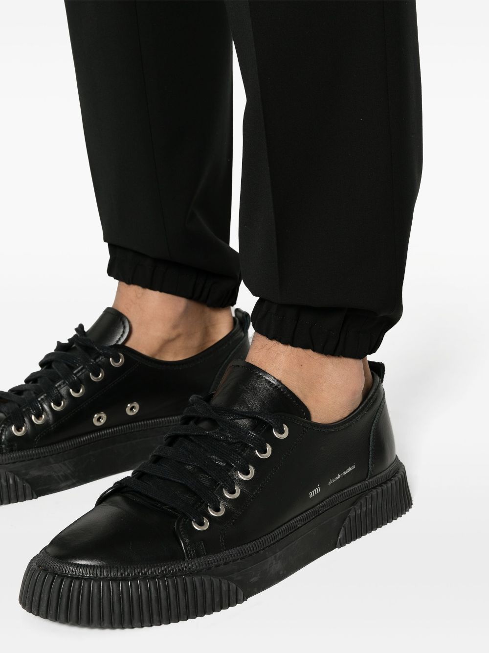 Shop Zegna Tapered Wool Track Pants In Black