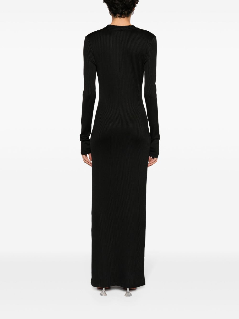AREA Geribbelde maxi-jurk Zwart