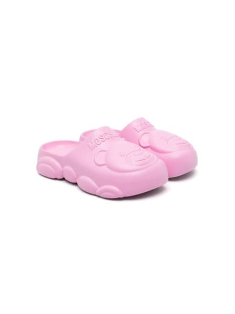 Moschino Kids Teddy Bear flatform slippers