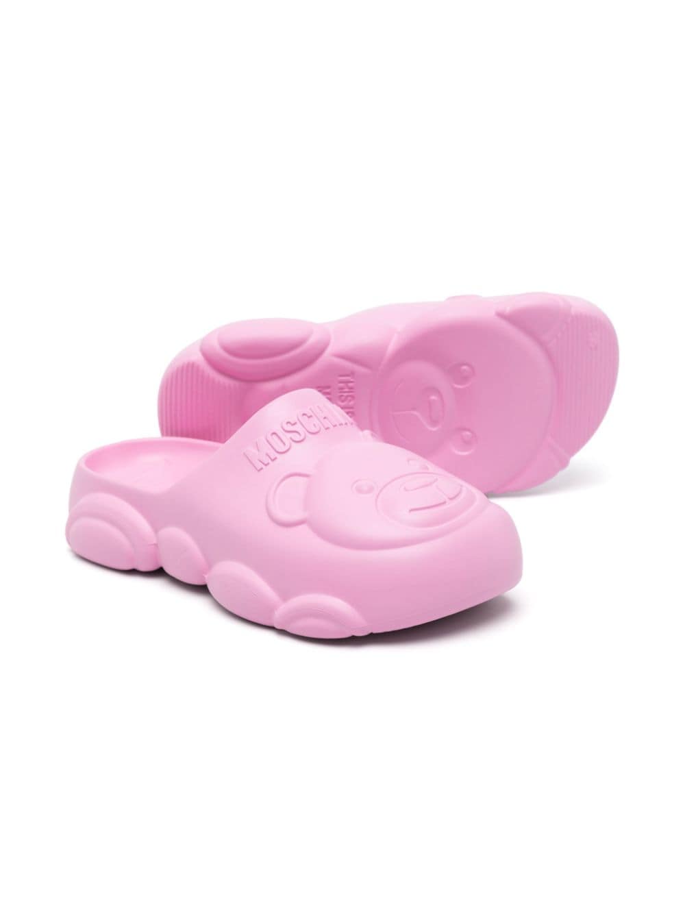 Shop Moschino Teddy Bear Flatform Slippers In Pink