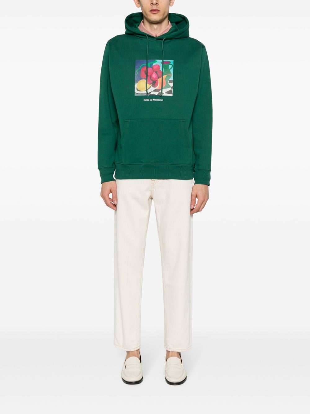 Shop Drôle De Monsieur Nature Morte Cotton Hoodie In Green