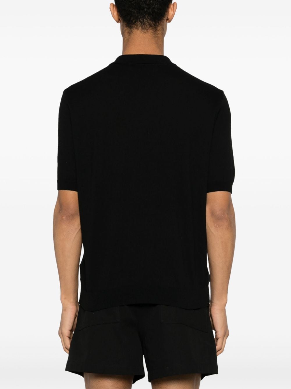 Shop Barrow Logo-patches Cotton Polo Shirt In Black