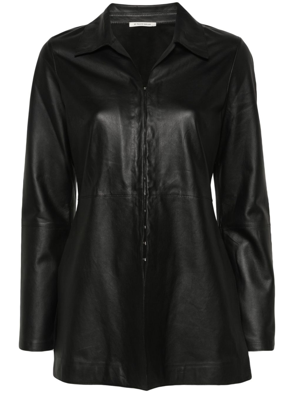 By Malene Birger Side-slits Leather Shirt In Black