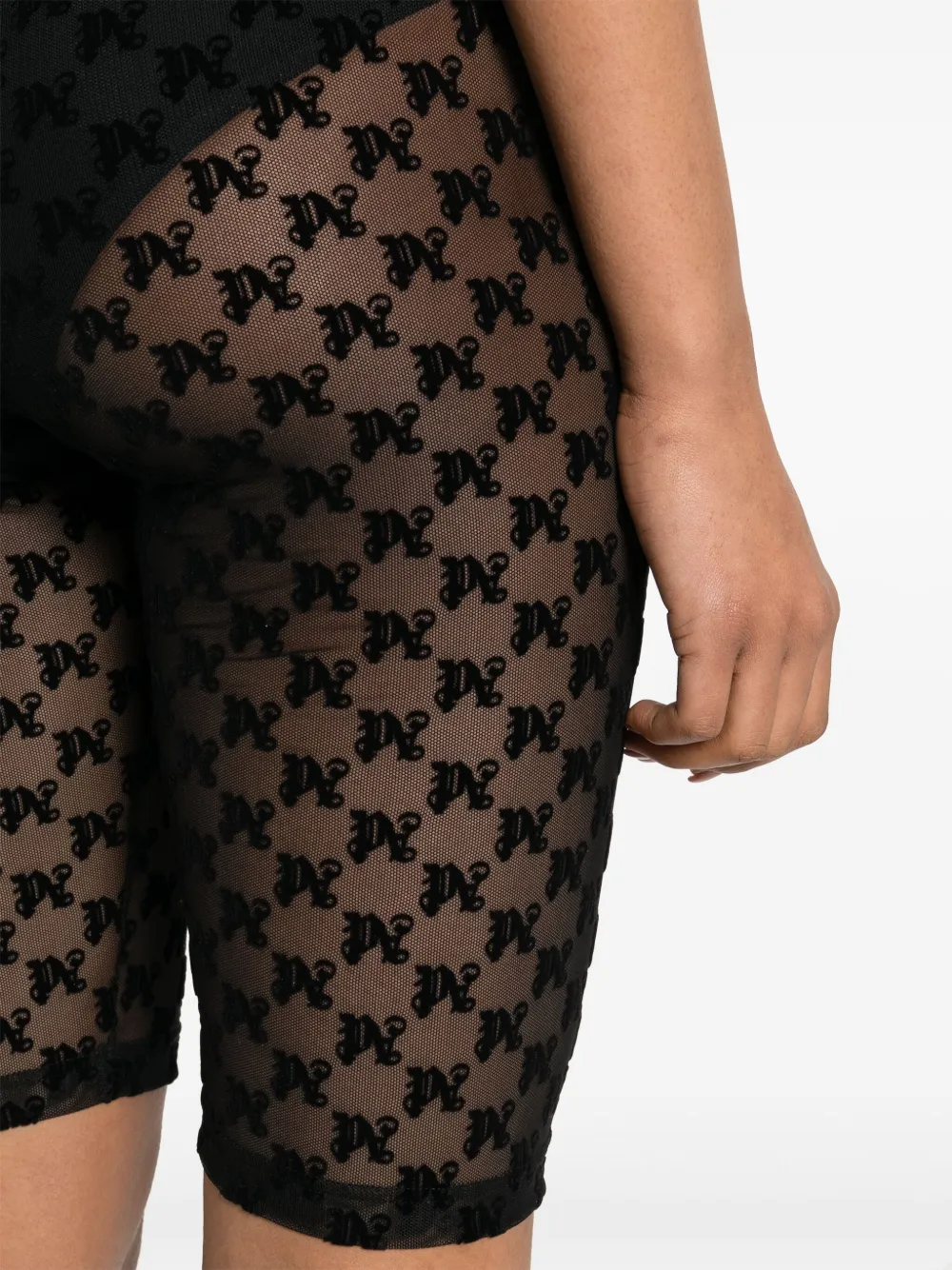 Palm Angels Mesh fietsshorts Zwart