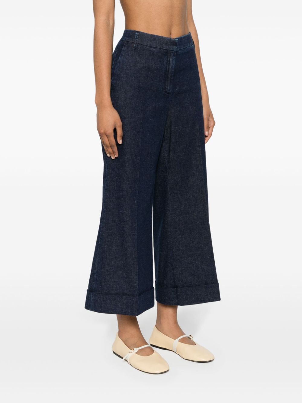 Shop Jacob Cohen Pressed-crease Wide Jeans In Blue