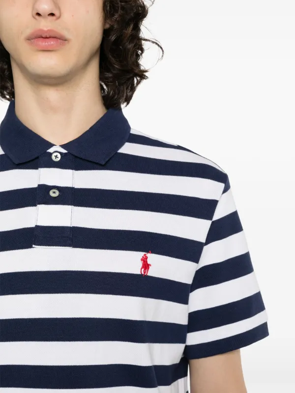 Ralph Lauren Polo Pony Striped Polo Shirt Blue