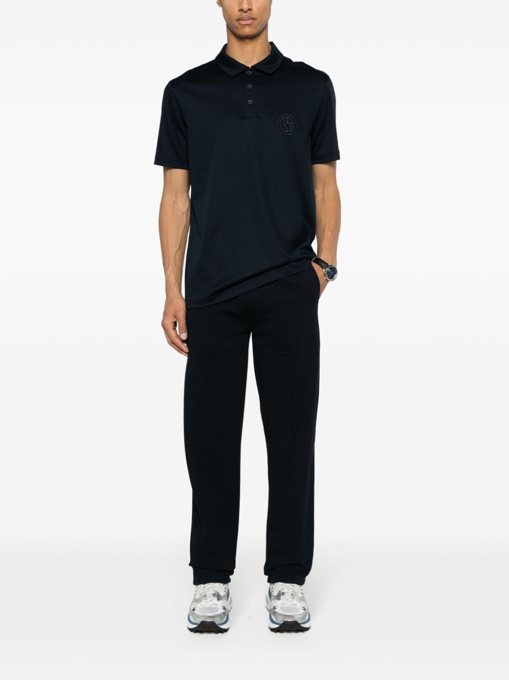 Giorgio Armani Poloshirt met geborduurd logo - Blauw