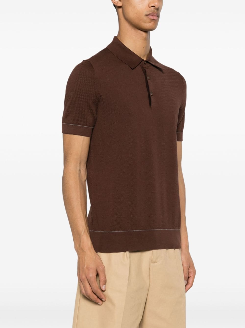 Shop Brioni Cotton Polo Shirt In Brown