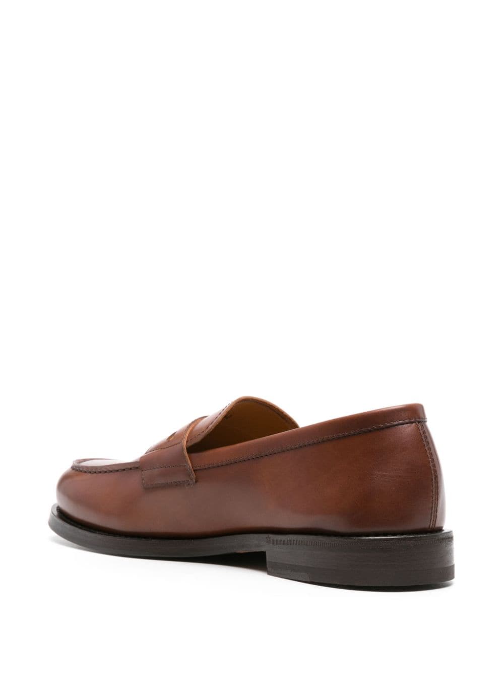 Shop Henderson Baracco Penny-slot Leather Loafers In Brown