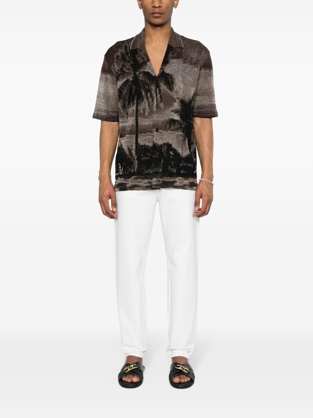 Shop Roberto Collina Palms-jacquard Shirt In Black