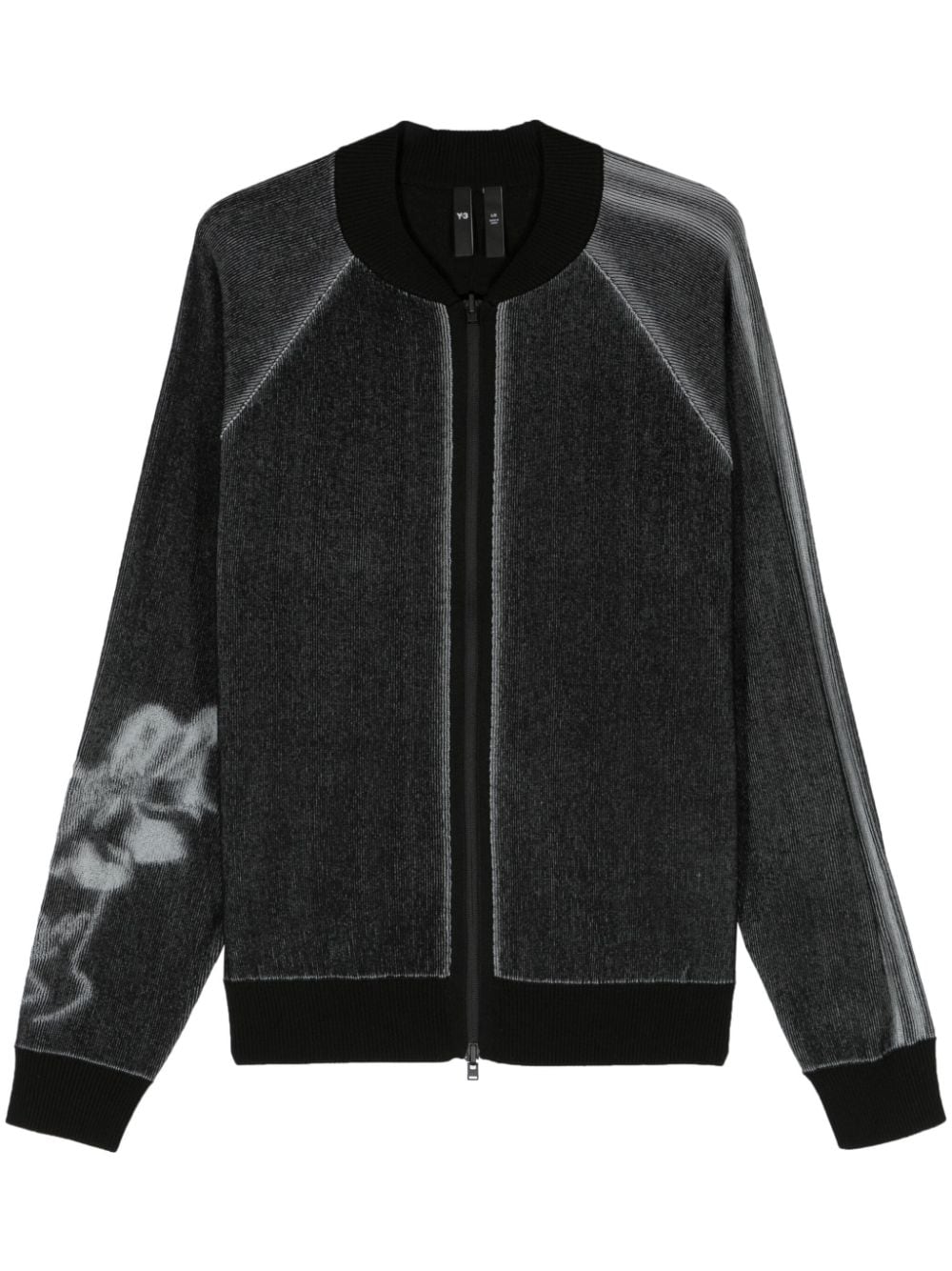 Shop Y-3 Gfx Ribbed Cardigan In Black