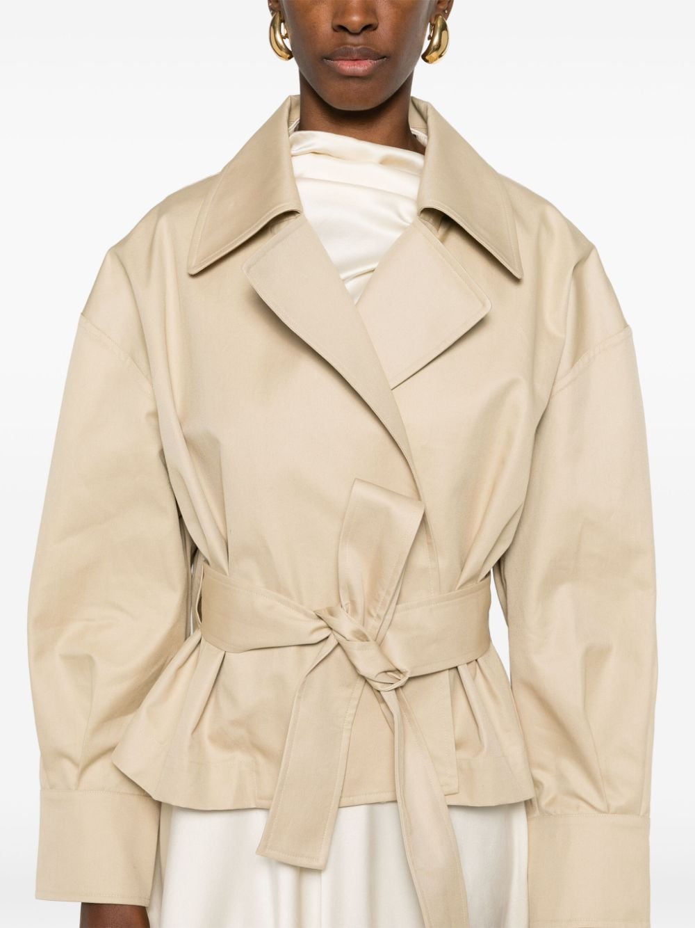 Shop Sa Su Phi Belted Cotton Jacket In Neutrals