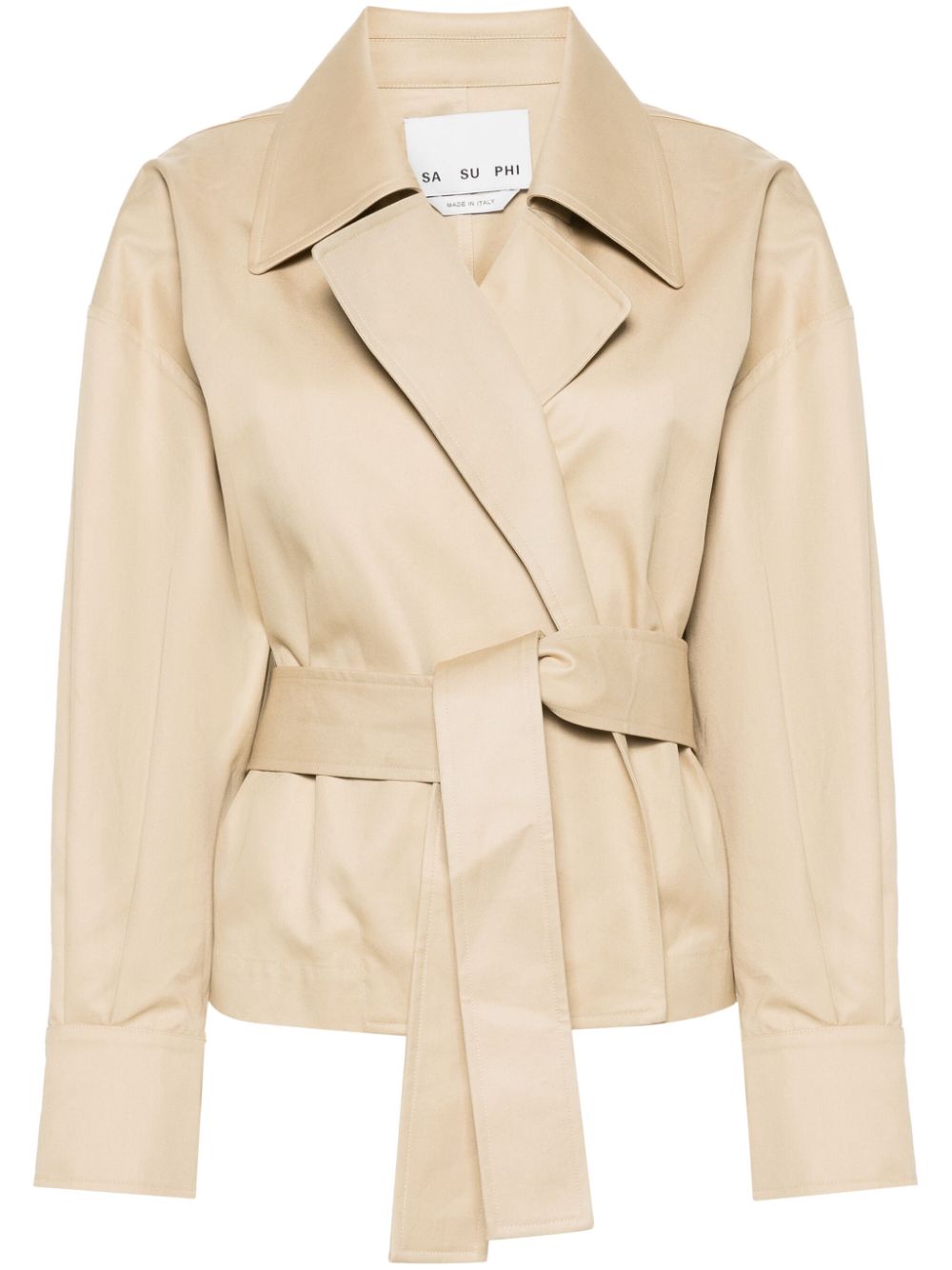 Sa Su Phi Belted Cotton Jacket In Neutrals