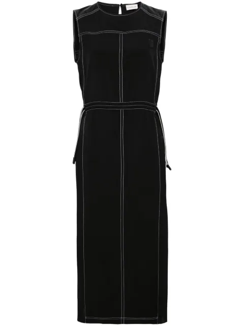 Moncler logo-patch pleated midi dress