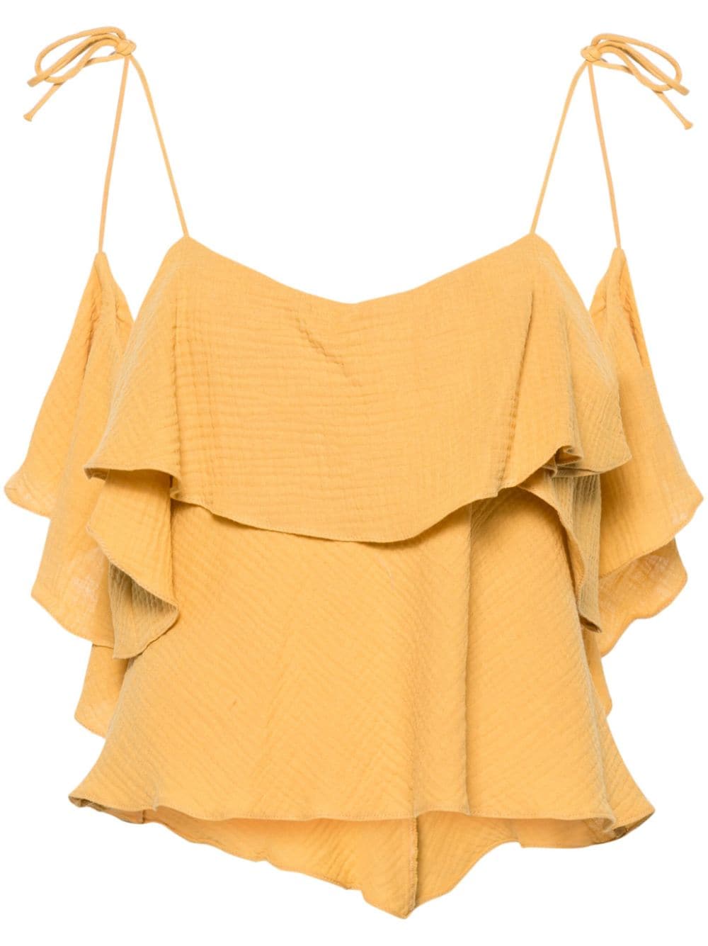Pnk Open-back Cotton Top In Yellow