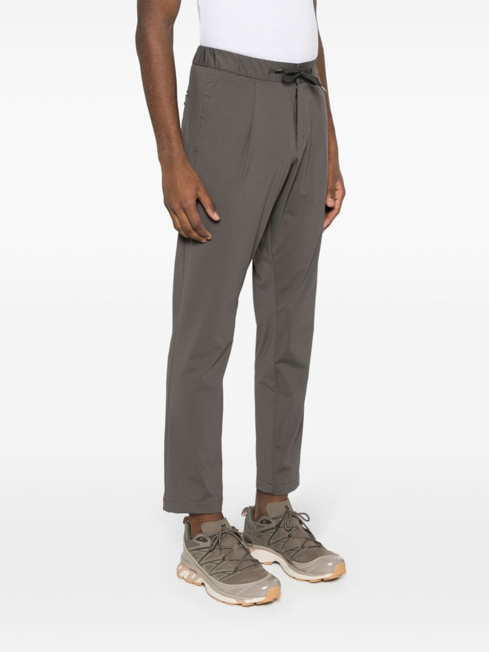 Shop Herno Pleated Tapered Trousers In Grey
