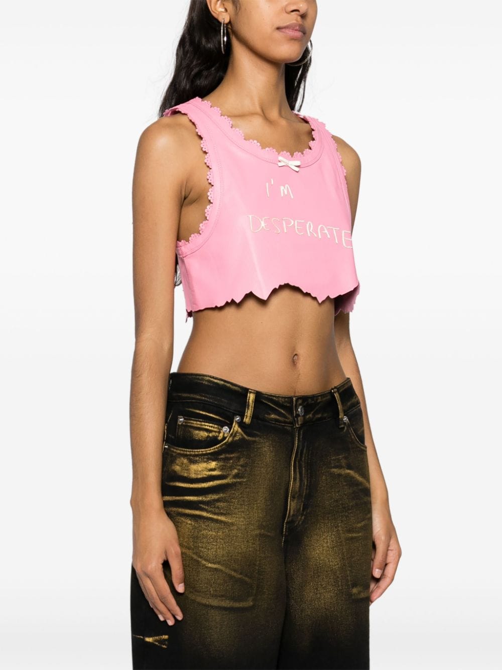 Shop Ssheena Libido Leather Cropped Top In Pink