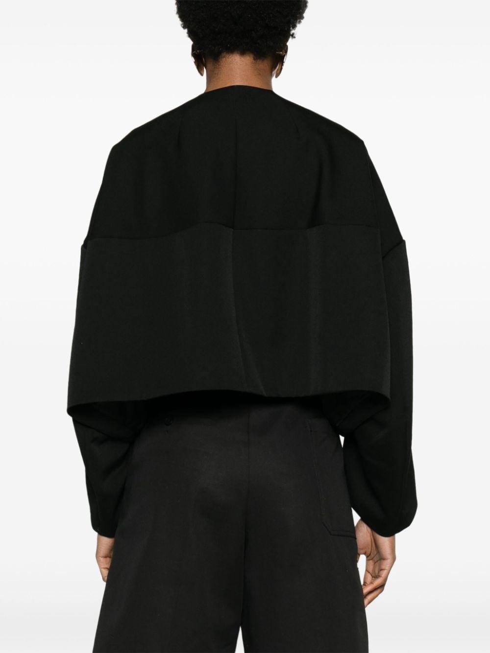 Shop Comme Des Garçons Drop-shoulder Cropped Jacket In Black