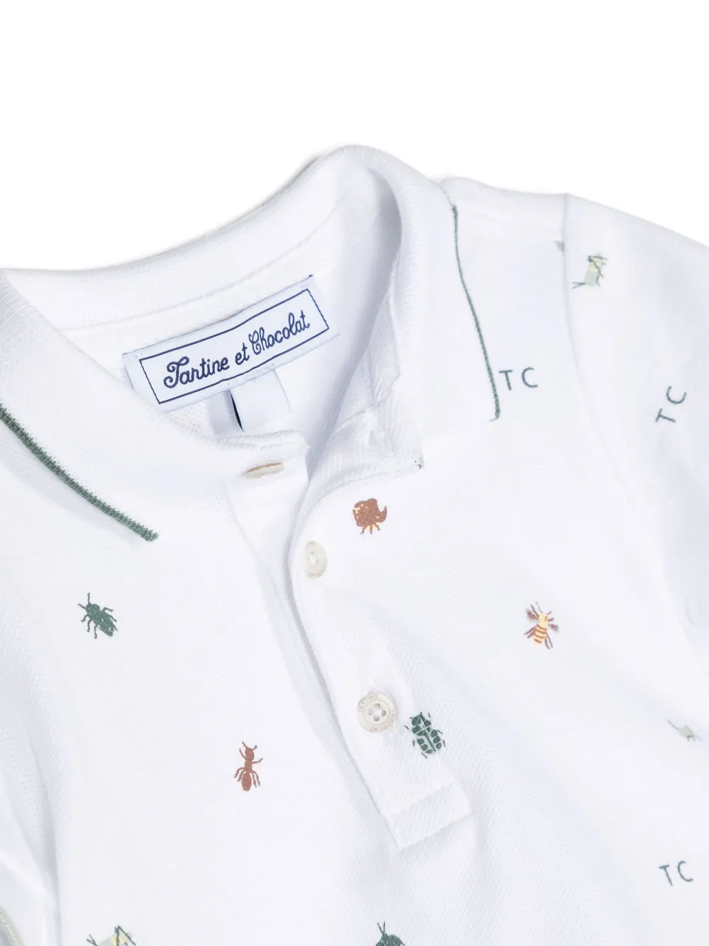 Shop Tartine Et Chocolat Secret Garden Cotton Polo Shirt In White