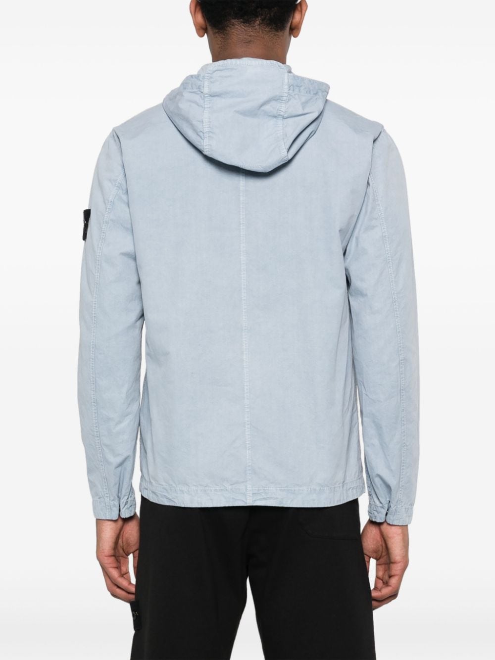 Shop Stone Island Compass-badge Hoodie Shirt In Blue