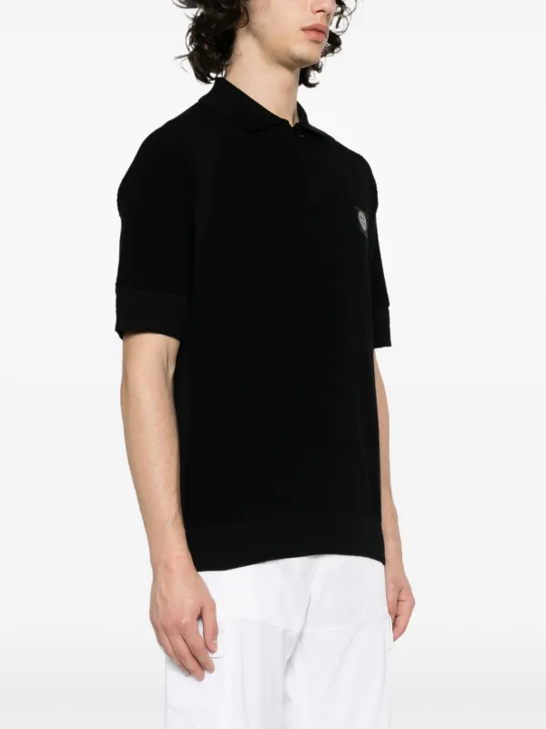 Stone Island Compass Cotton Polo Shirt | Black | FARFETCH