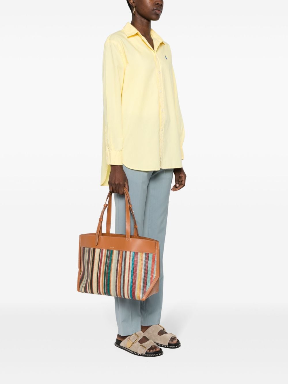 Shop Paul Smith Artist-stripe Tote Bag In Brown
