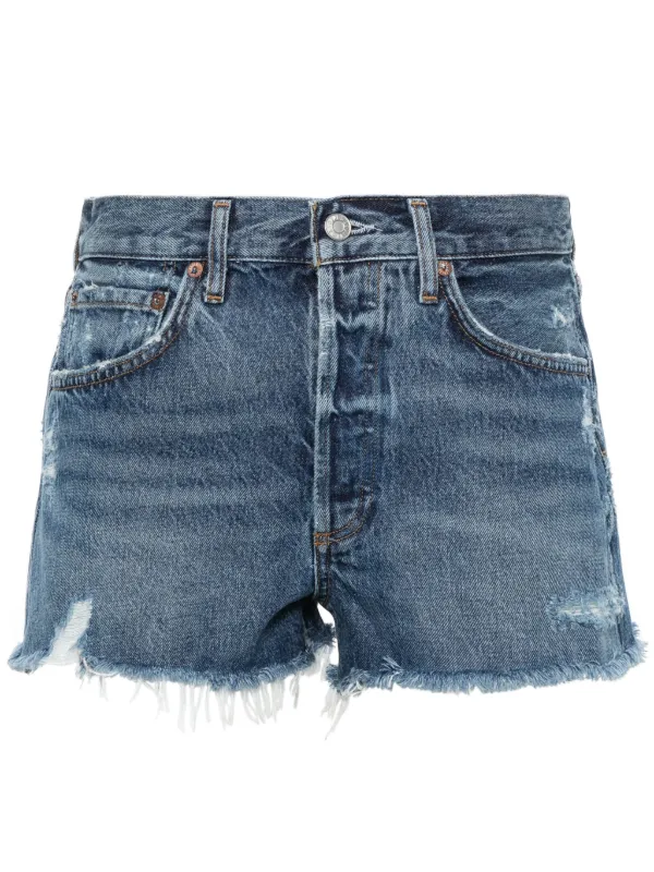 ショートパンツ AGOLDE Raw-cut blue denim shorts Agolde Raw-cut Blue Denim Shorts | ModeSens