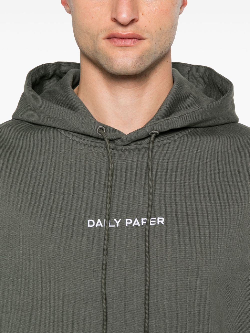Shop Daily Paper Embroidered-logo Cotton Hoodie In Green