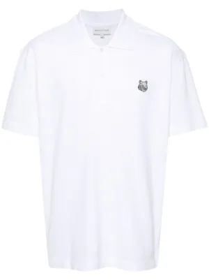 Maison Kitsuné Fox-patch Piqué Polo Shirt | White | FARFETCH