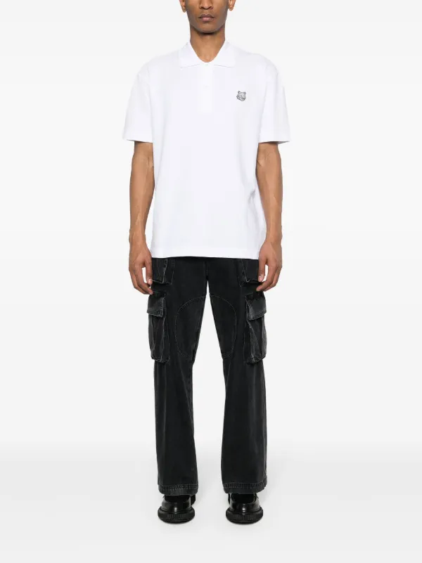 Maison Kitsuné Bold Fox Head Cotton Polo Shirt | White