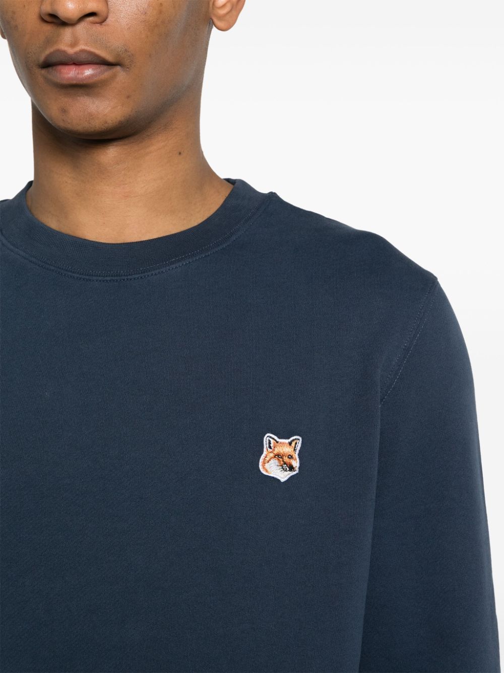 Shop Maison Kitsuné Bold Fox Head Cotton Sweatshirt In Blue