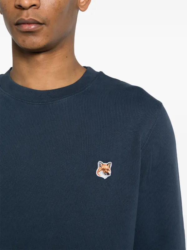 Maison Kitsune Sweat Fox Head a Patch Logo Bleu FARFETCH FR