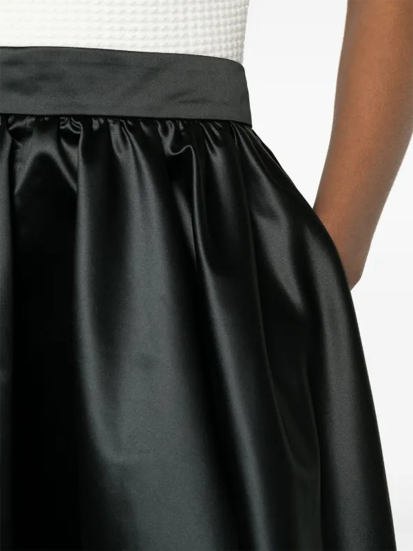 Patou Volume Satin Midi Skirt | Black | FARFETCH JO