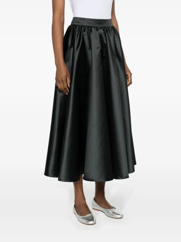 Patou Volume Satin Midi Skirt | Black | FARFETCH JO