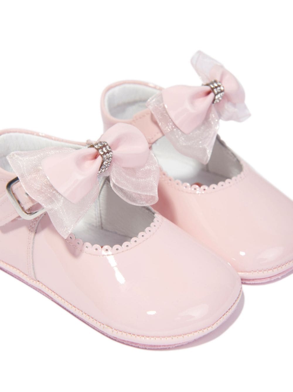 Shop Andanines Bow-embellished Leather Ballerina Shoes In Pink