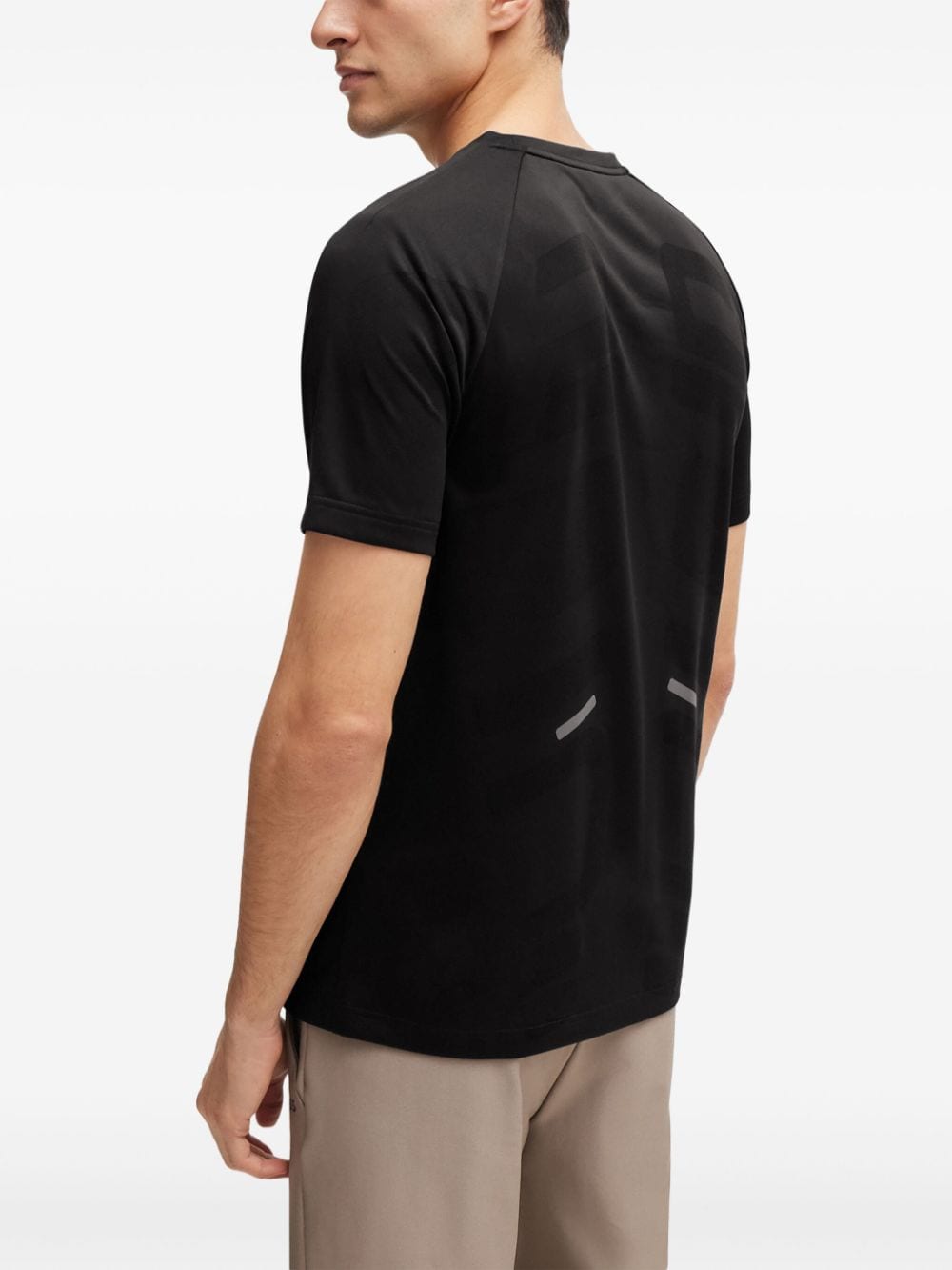 BOSS T-shirt met reflecterend logo Zwart