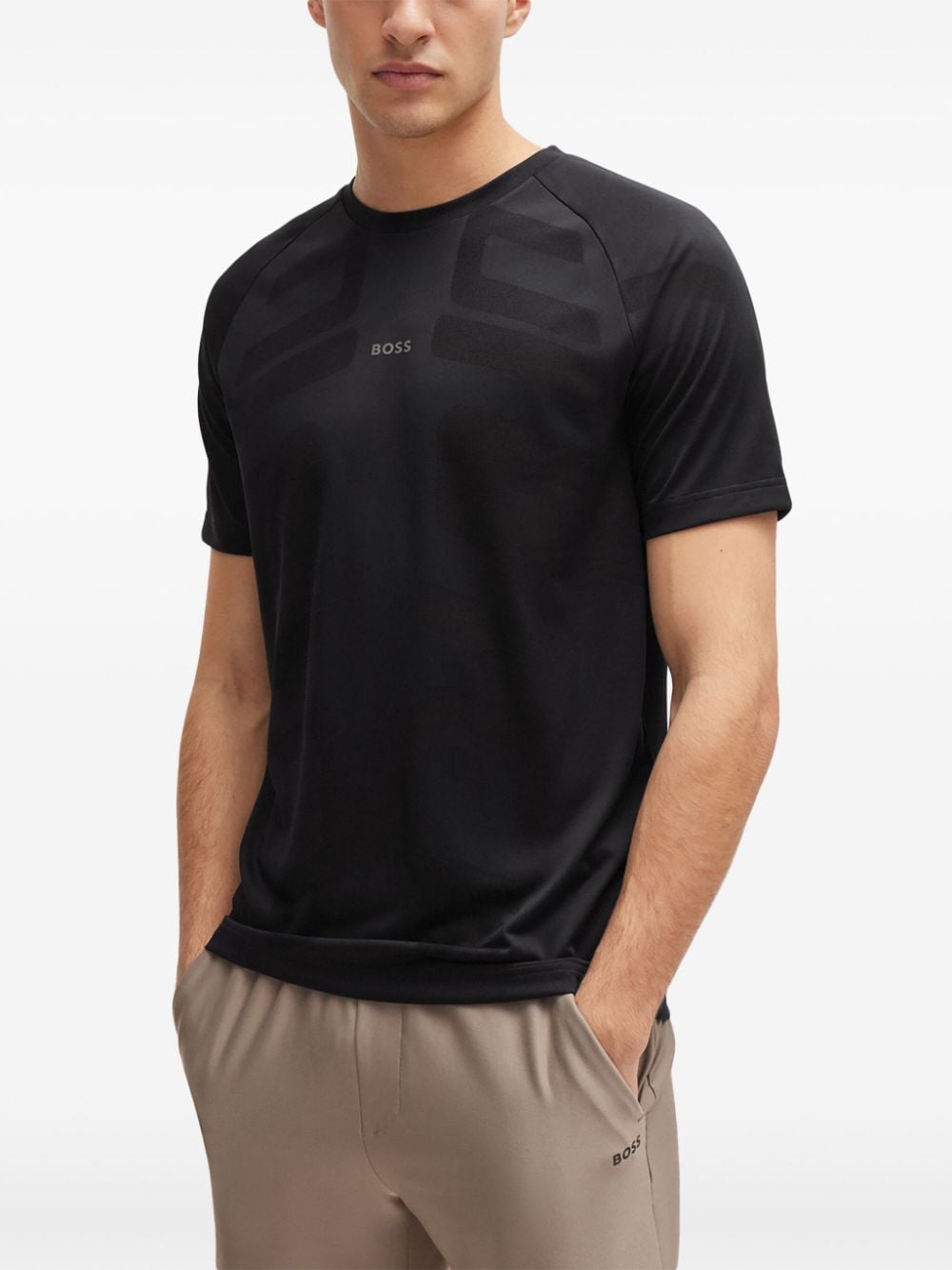 Shop Hugo Boss Reflective-logo Jacquard T-shirt In Black