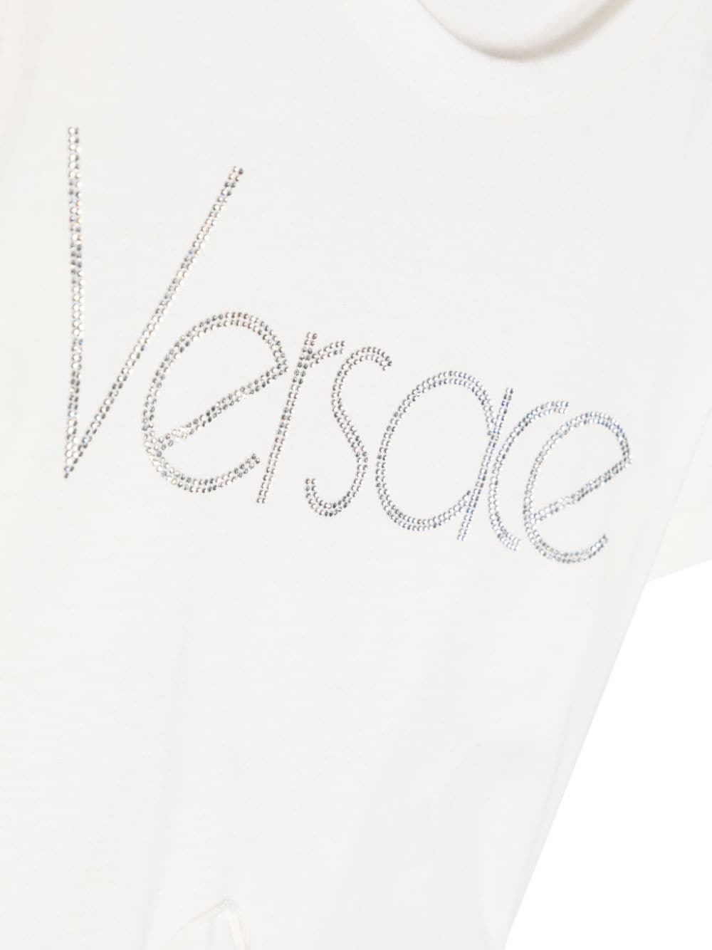 Shop Versace Rhinestone-logo Cotton T-shirt In White