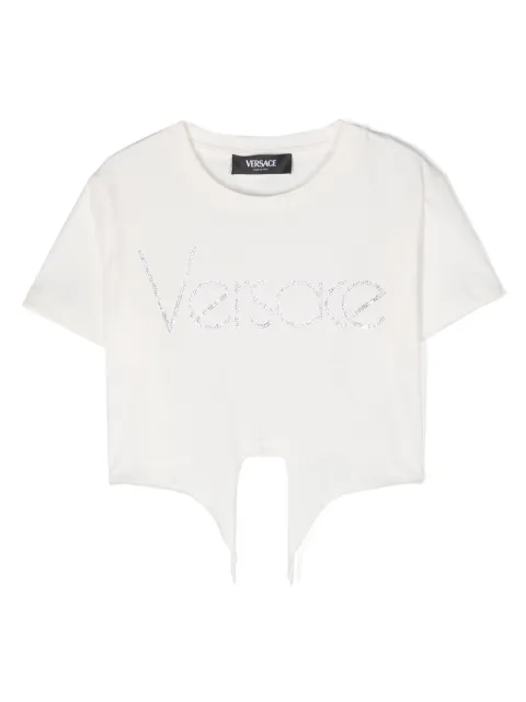 Versace Kids ラインストーンロゴ Tシャツ