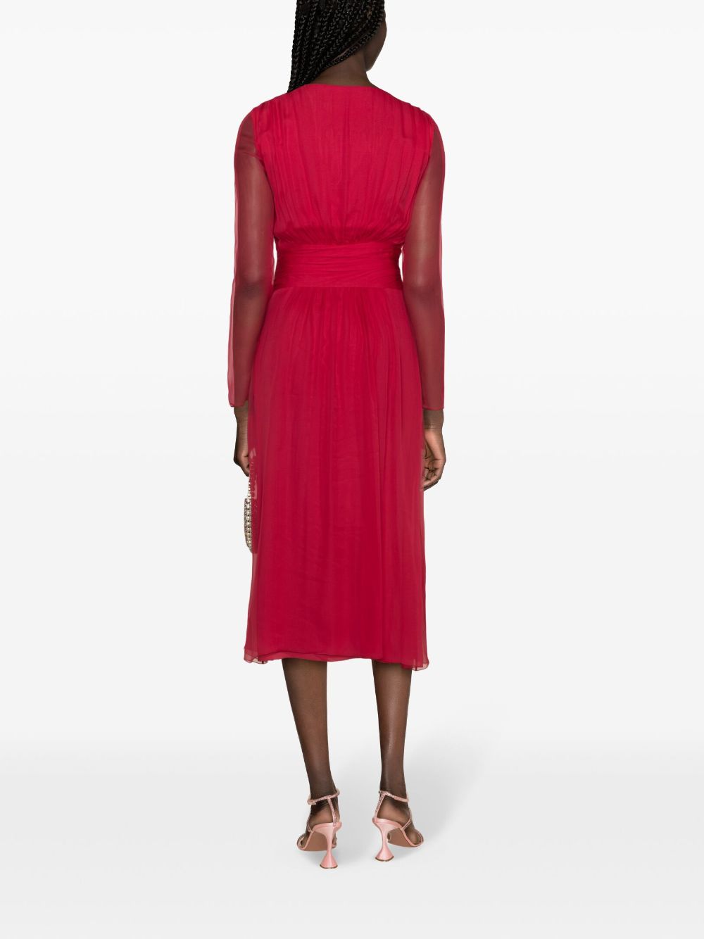 Shop Alberta Ferretti A-line Silk Wrap Dress In Red