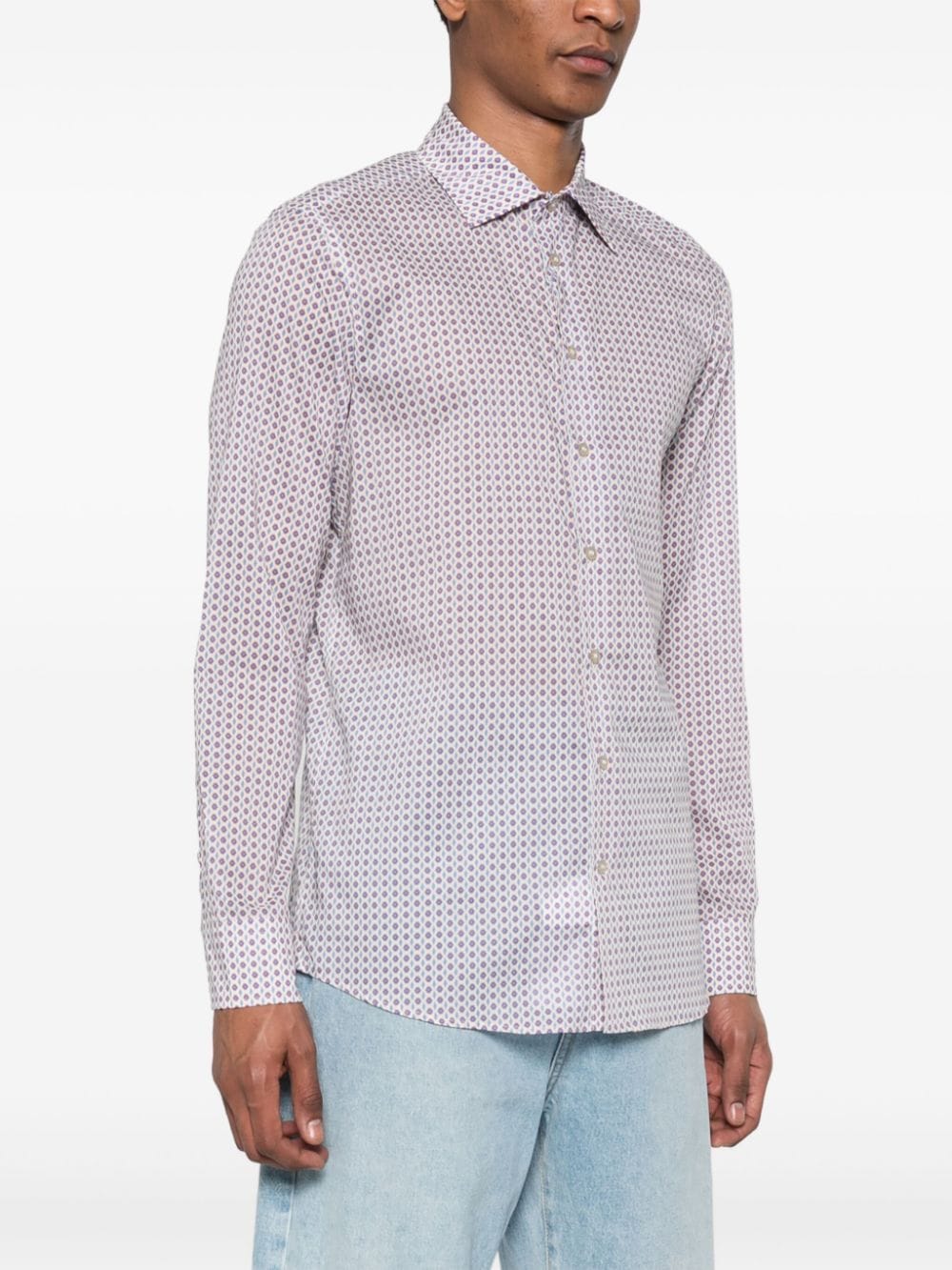 Shop Etro Geometric-print Cotton Shirt In 蓝色