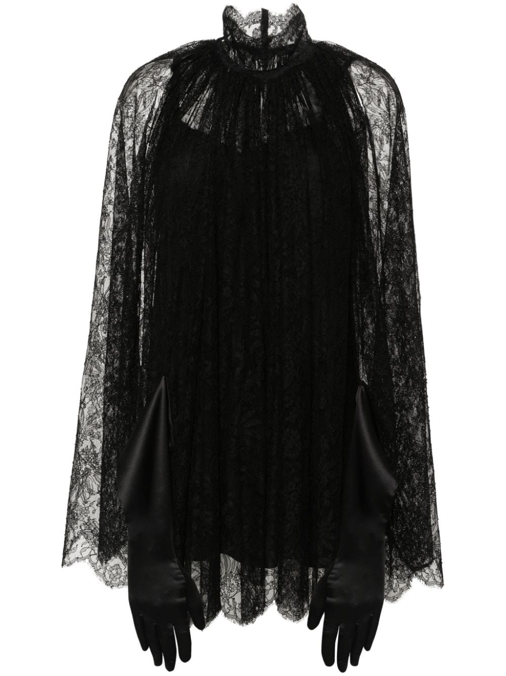 Dolce & Gabbana Floral-lace Minidress In Black