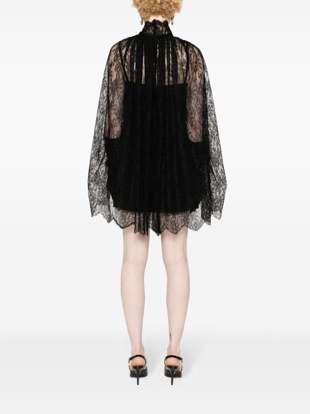 Shop Dolce & Gabbana Floral-lace Minidress In Schwarz